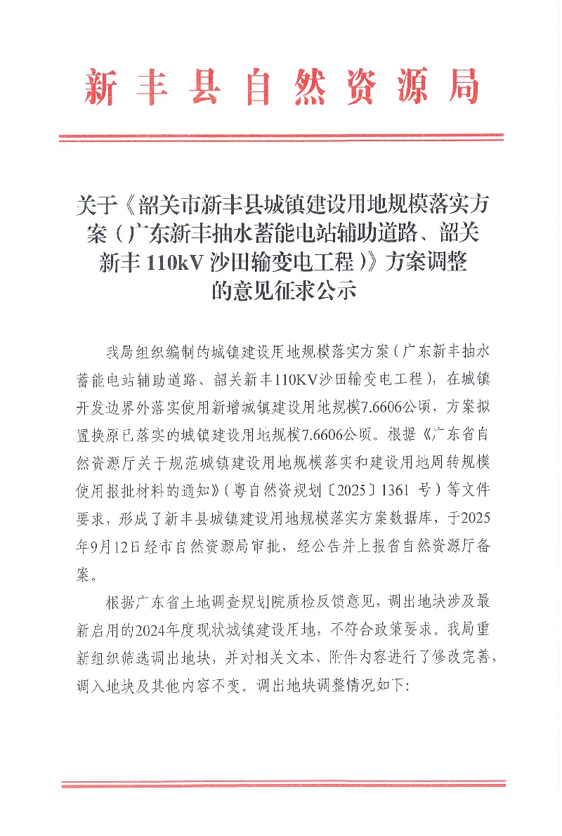 关于《韶关市新丰县城镇建设用地规模落实方案（广东新丰抽水蓄能电站辅助道路、韶关新丰110KV沙田输变电工程）》的成果公告 01.jpg